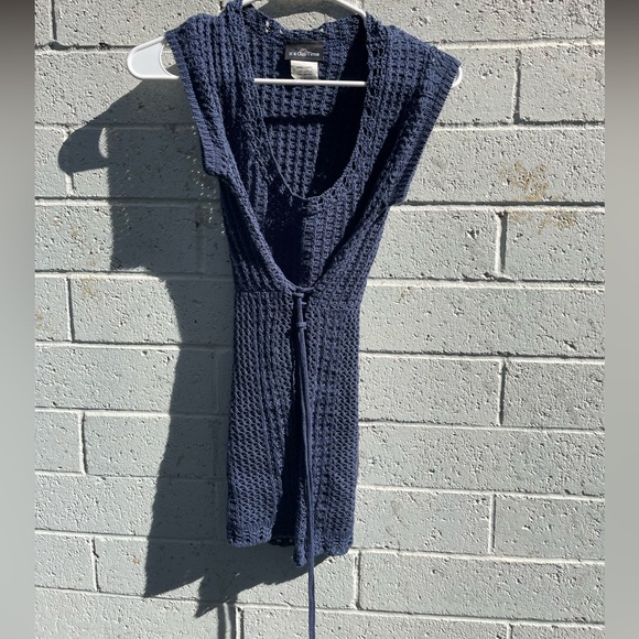 Vintage America Dresses Vintage Blue Knit Dress Cover Up Poshmark